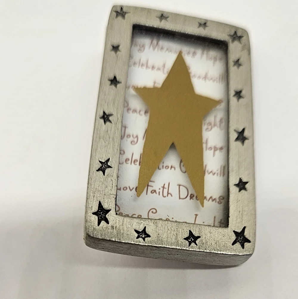 Hallmark Shadow Box Pendant Brooch Pin Star Inspirational Words Peace Faith Love